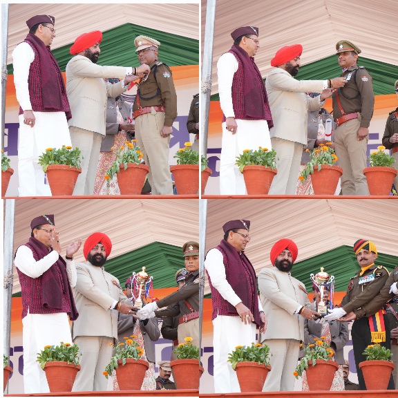 परेड ग्राउंड में राज्यपाल एवं मुख्यमंत्री ने, सराहनीय सेवाओं के लिए पुलिस अधिकारियों को किया सम्मानित।