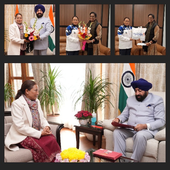 राज्यपाल को दिया राष्ट्रीय खेलों का, औपचारिक निमंत्रण,खेल मंत्री रेखा आर्या।