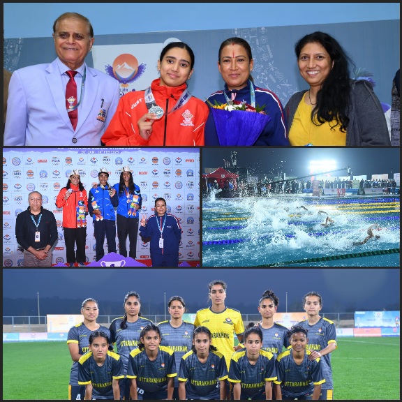 खेल मंत्री रेखा आर्या पहुंची, तैराकी और खो खो मैच देखने , खिलाड़ियों नें कहा थैंक यू मंत्री जी।