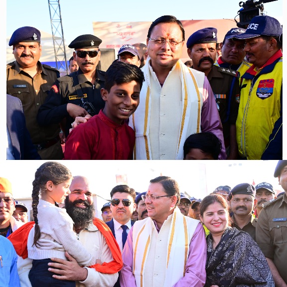 महाकुंभ प्रयागराज उत्तर प्रदेश पहुंचे, मुख्यमंत्री पुष्कर सिंह धामी, महाकुंभ में बनाए गए उत्तराखण्ड मण्डपम का किया अवलोकन।