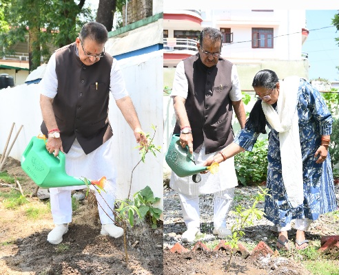 विश्व पर्यावरण दिवस पर एक पेड़ मां के नाम, अभियान के तहत फलदार पौधों का किया रोपण, कृषि मंत्री गणेश जोशी।