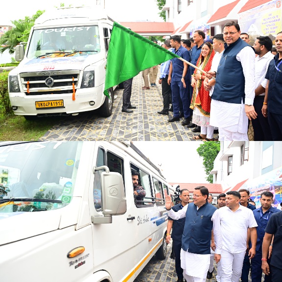 मुख्यमंत्री पुष्कर धामी ने टनकपुर से कैलाश मानसरोवर, यात्रा के पहले दल को हरी झंडी दिखाकर किया रवाना।