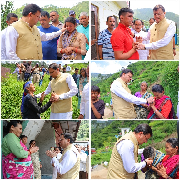 मुख्यमंत्री पुष्कर सिंह धामी ने, पौड़ी के आपदाग्रस्त क्षेत्र सैंजी का किया स्थलीय निरीक्षण, आपदा प्रभावित ग्रामीणों से  नुकसान के बारे में ली जानकारी।