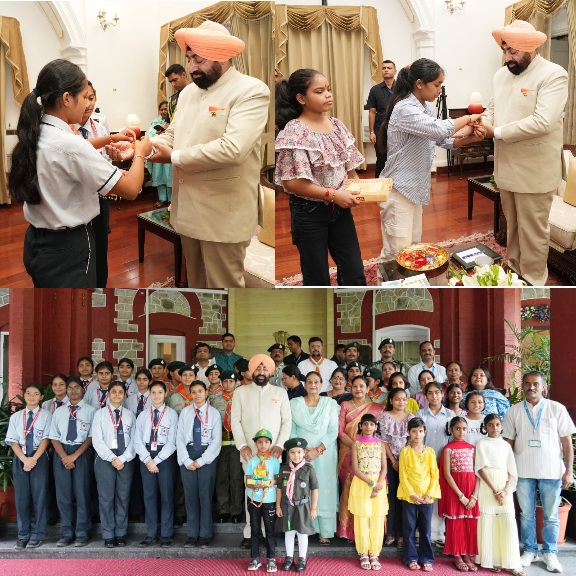 राज्यपाल लेफ्टिनेंट जनरल गुरमीत सिंह (से नि) को, प्रजापिता ब्रह्मकुमारी ईश्वरीय विश्वविद्यालय की बहनों ने, रक्षा सूत्र बांधकर उनके स्वस्थ और दीर्घायु की कामना की। 