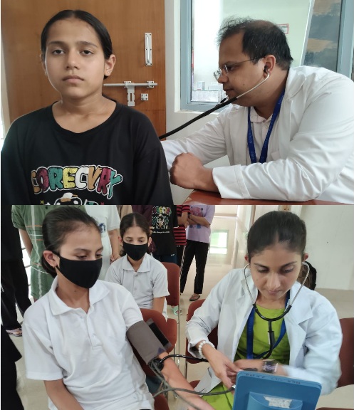 एकलव्य माॅडल रेजीडेंशियल स्कूल में, श्री महंत इन्दिरेश अस्पताल का निःशुल्क स्वास्थ्य शिविर।