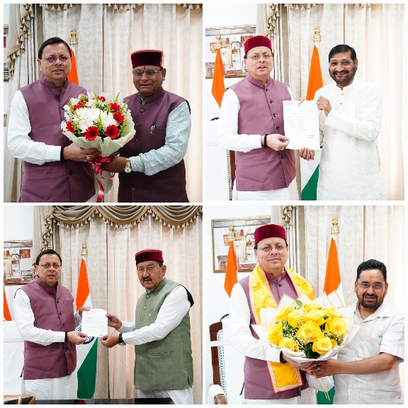 मुख्यमंत्री पुष्कर सिंह धामी से, विधायकों ने शिष्टाचार भेंट कर, अपने-अपने क्षेत्रों की समस्याओं से अवगत कराया।  