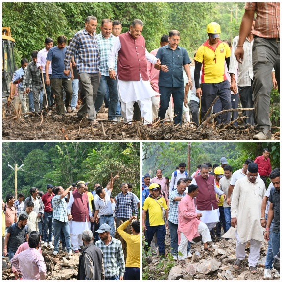 कैबिनेट मंत्री गणेश जोशी ने, आपदा प्रभावित क्षेत्र फुलेत, भैंसवाड़ गांव व छमरोली सहित, कई स्थानों का लिया जायजा।