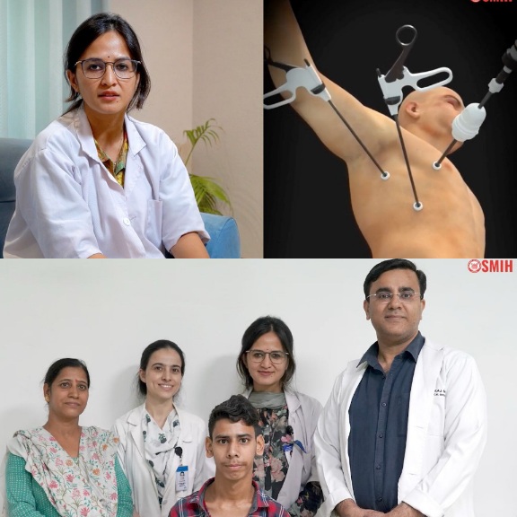 श्री महंत इंदिरेश अस्पताल में फुटबॉल के आकार का, सीने का ट्यूमर हटाया गया बिना बड़ा चीरा लगाए!