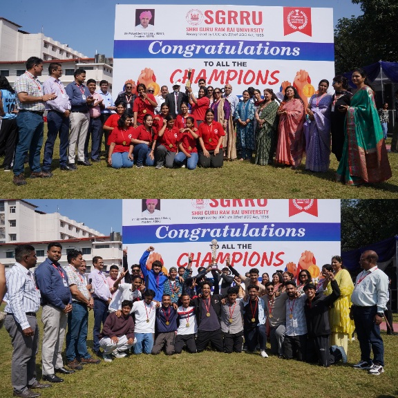 SGRRU खेलोत्सव-2025 में, स्कूल ऑफ़ ह्यूमैनिटीज एण्ड सोशल साइंसेज़ ओवरऑल चैम्पियन।