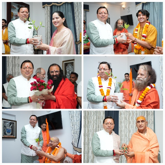 संत समाज ने मुख्यमंत्री धामी को दिया आशीर्वाद, ‘देवभूमि के धर्म-संरक्षक’ की उपाधि। 