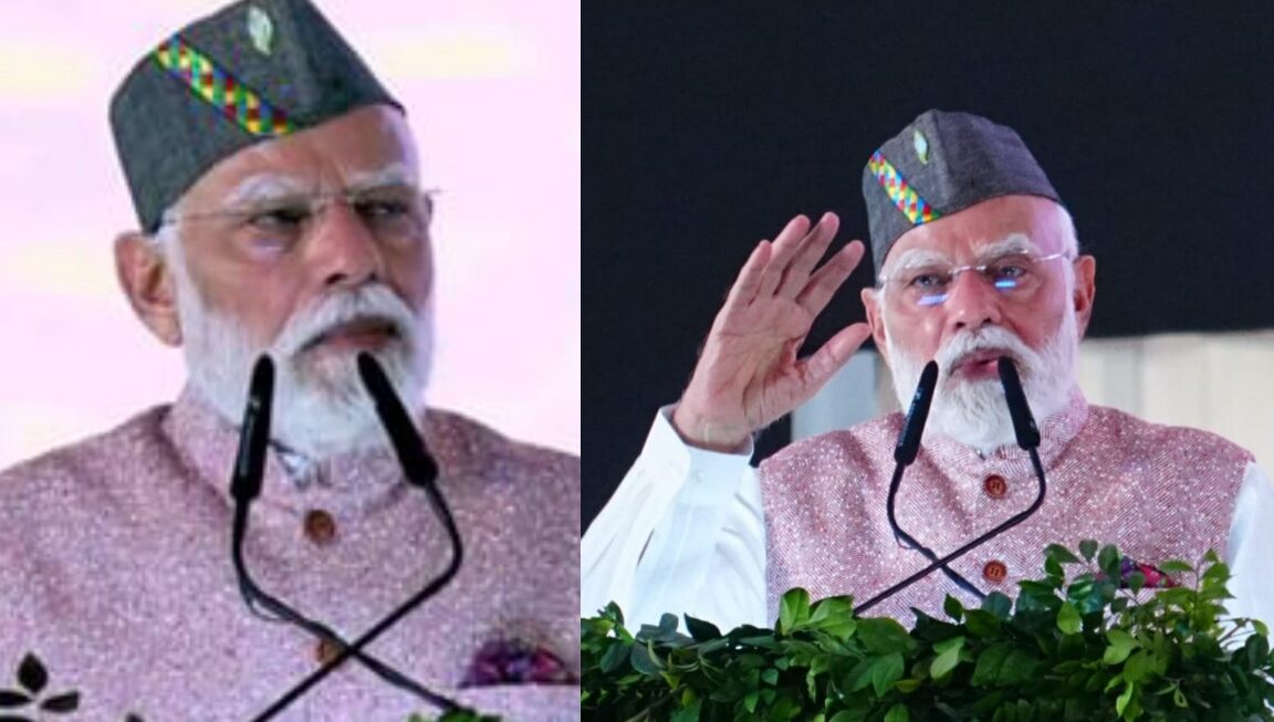 प्रधानमंत्री नरेंद्र मोदी की उपस्थिति में, नैनी सैनी हवाई अड्डे, पिथौरागढ़ के अधिग्रहण हेतु एमओयू पर हस्ताक्षर।