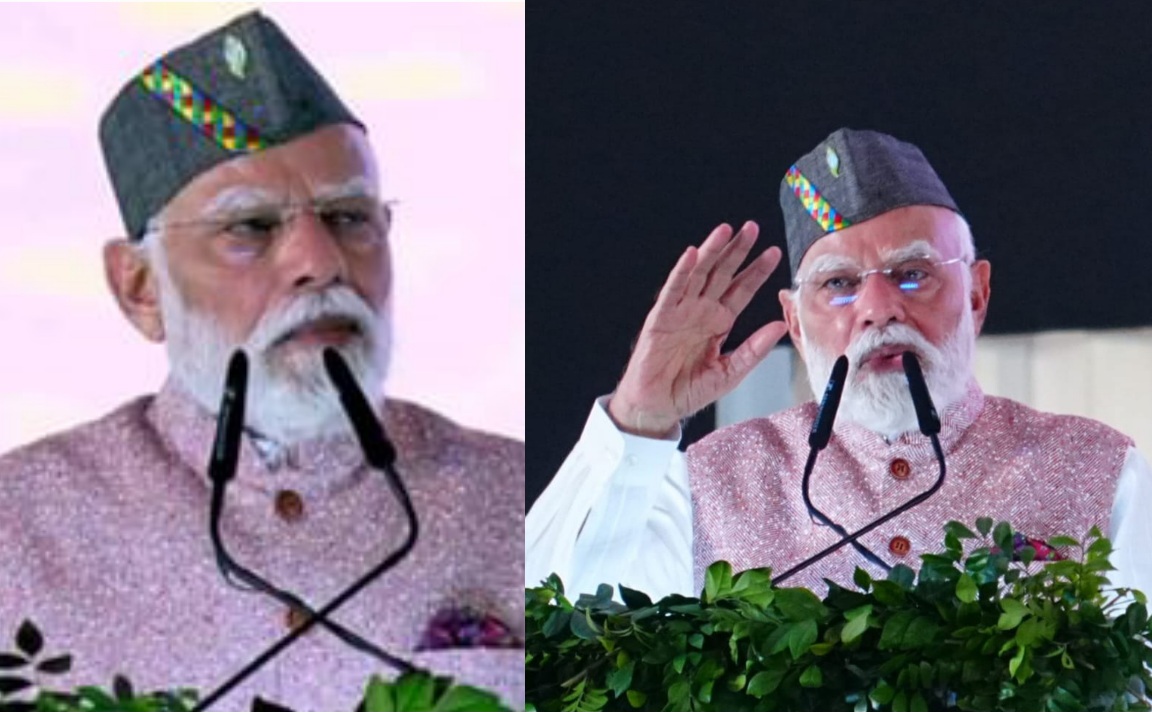 प्रधानमंत्री नरेंद्र मोदी की उपस्थिति में, नैनी सैनी हवाई अड्डे, पिथौरागढ़ के अधिग्रहण हेतु एमओयू पर हस्ताक्षर।