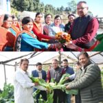 कृषि मंत्री गणेश जोशी ने भगरतौला में किसानों से किया संवाद, पॉलीहाउस क्लस्टर मॉडल की सराहना की।