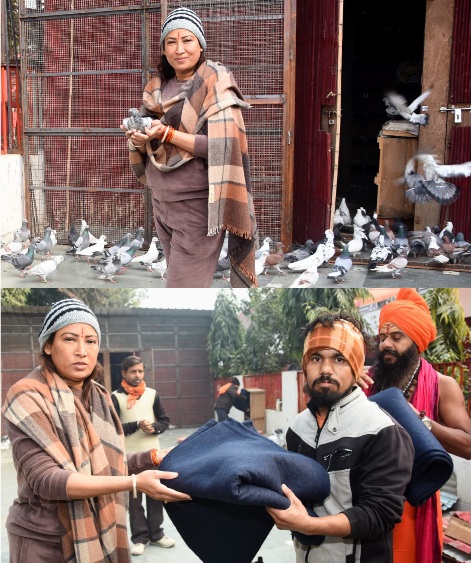 मंत्री रेखा आर्या ने गरीबों व पशु-पक्षियों की सेवा कर मनाया नव वर्ष।