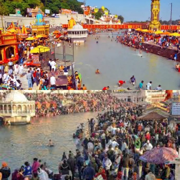 मकर संक्रांति पर हरिद्वार गंगा में, श्रद्धालुओं ने लगाई आस्था की डुबकी, देवडोलियों ने किया भी स्नान। 