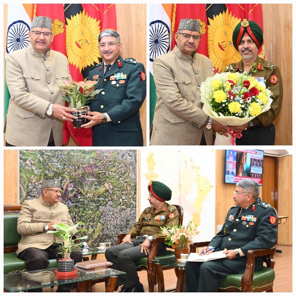 उत्तराखण्ड सब एरिया मुख्यालय में, जीओसी और डिप्टी जीओसी को थल सेना दिवस की दी बधाई, सैनिक कल्याण मंत्री गणेश जोशी।