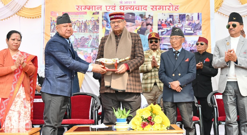 ऑल इंडिया गोरखा एक्ससर्विसेस वैलफेयर एसोसिऐशन द्वारा आयोजित धन्यवाद एवं सम्मान समारोह में किया प्रतिभाग, सैनिक कल्याण मंत्री गणेश जोशी।