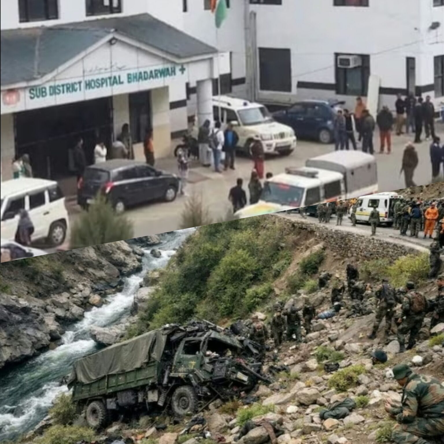 जम्मू-कश्मीर के डोडा में, सेना का वाहन खाई में गिरा, 10 जवान शहीद, कई जवान घायल।