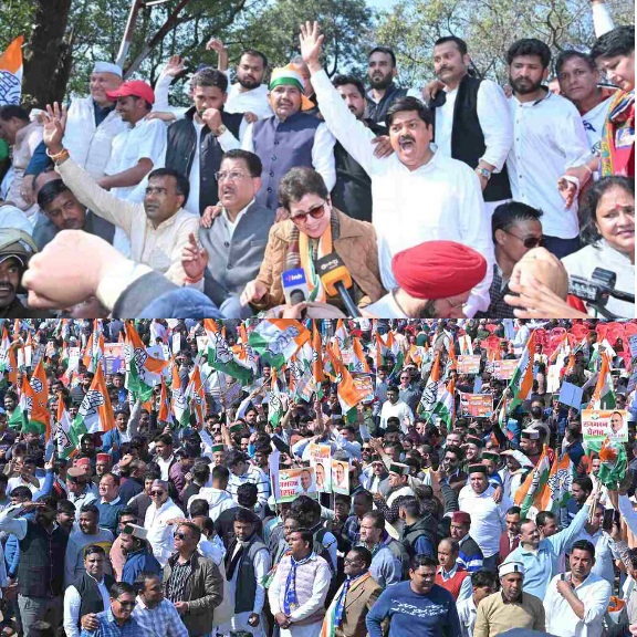 लोकभवन घेराव को उमड़े हजारों कांग्रेस कार्यकर्ता, गोदियाल के अध्यक्ष बनने के बाद ये पहला बड़ा शक्ति प्रदर्शन।