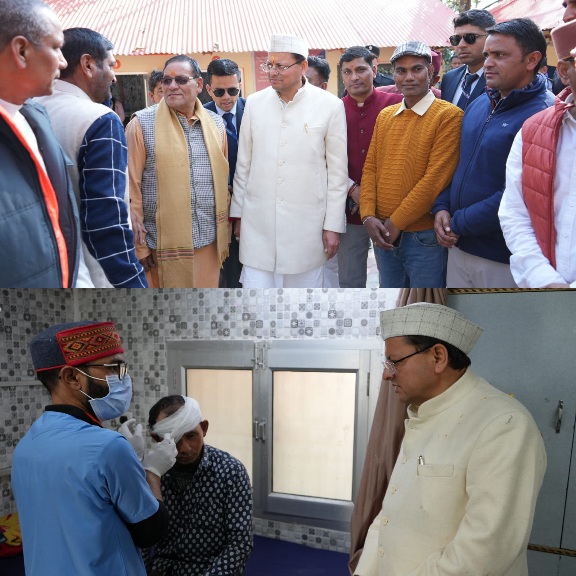 पीपलकोटी में स्वास्थ्य व्यवस्थाओं का जायजा लेने पहुँचे, मुख्यमंत्री पुष्कर धामी।