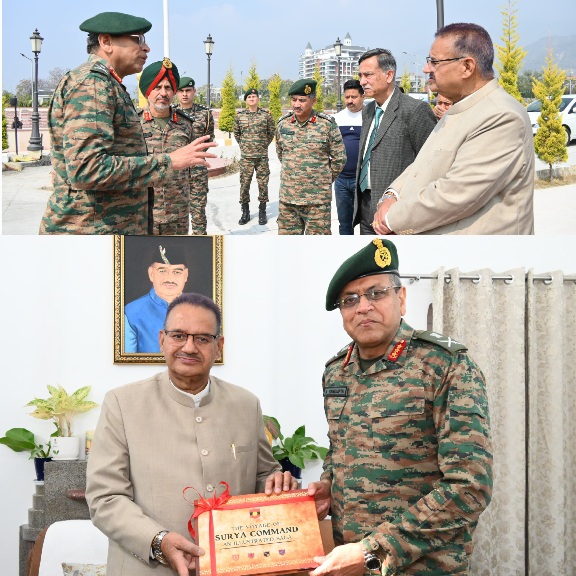 सैनिक कल्याण मंत्री गणेश जोशी से मिले मध्य कमान के आर्मी कमाण्डर, सैन्यधाम का किया संयुक्त निरीक्षण।