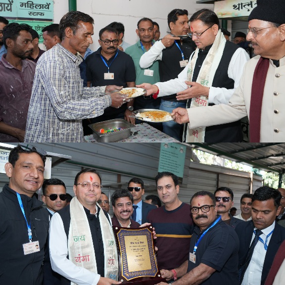 हल्द्वानी में थाल सेवा में शामिल हुए मुख्यमंत्री धामी, जरूरतमंदों को स्वयं परोसा भोजन।