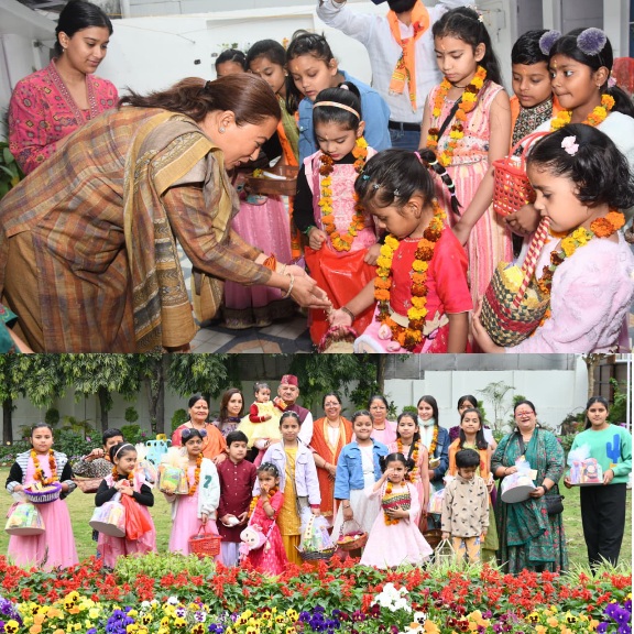 फूलदेई पर्व पर बच्चों संग रेखा आर्या ने दिया प्रकृति संरक्षण का संदेश।