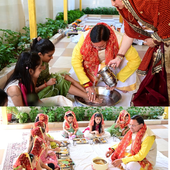 मुख्यमंत्री धामी ने रामनवमी के पावन पर्व पर, मुख्यमंत्री आवास में किया कन्या पूजन, प्रदेश की खुशहाली की कामना।