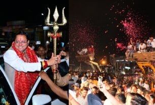 काशीपुर से सड़क मार्ग से खटीमा पहुंचे सीएम धामी, बुलडोजर से भी हुआ भव्य स्वागत, सड़कों पर उमड़ा जनसैलाब।