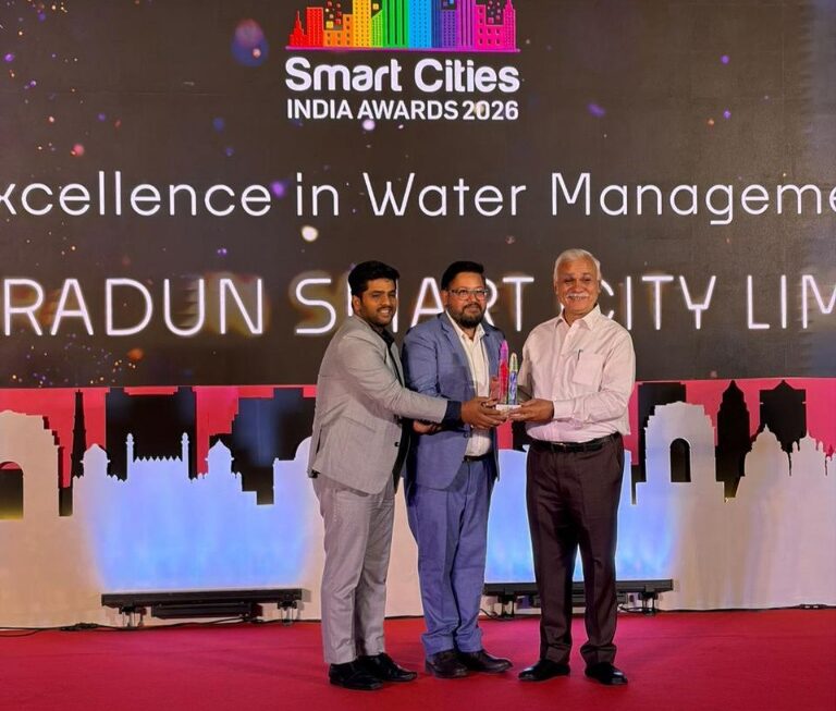 11वें स्मार्ट सिटी कन्वर्जेंस एक्सपो में, देहरादून स्मार्ट सिटी को जल प्रबंधन में उत्कृष्टता के लिए किया गया सम्मानित।