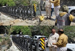मसूरी-देहरादून मार्ग पर बन रहे, वैली ब्रिज के निर्माण कार्य का किया निरीक्षण, कैबिनेट मंत्री गणेश जोशी।