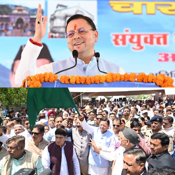 मुख्यमंत्री धामी ने ऋषिकेश से चार धाम जाने वाली बसों को, हरी झंडी दिखाकर किया रवाना।