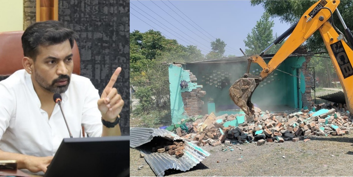 अतिक्रमण पर जिला प्रशासन की बड़ी कार्रवाई, अवैध निर्माण किया ध्वस्त।