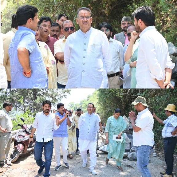 टिहरी में चारधाम यात्रा मार्ग का, मंत्री गणेश जोशी ने किया स्थलीय निरीक्षण, दिए गुणवत्तापूर्ण कार्य के निर्देश।