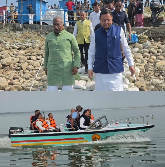सीएम पुष्कर धामी ने गदरपुर में, अंतर्राष्ट्रीय क्याकिंग एवं कैनोइंग प्रतियोगिता की तैयारियों का लिया जायजा।
