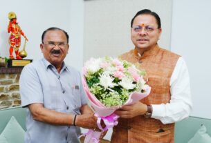 मुख्यमंत्री पुष्कर सिंह धामी से, राजस्थान विधानसभा अध्यक्ष वासुदेव देवनानी ने की शिष्टाचार भेंट।