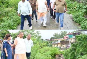 मसूरी विधानसभा क्षेत्र के विभिन्न प्रभावित क्षेत्रों का किया निरीक्षण, कैबिनेट मंत्री गणेश जोशी।