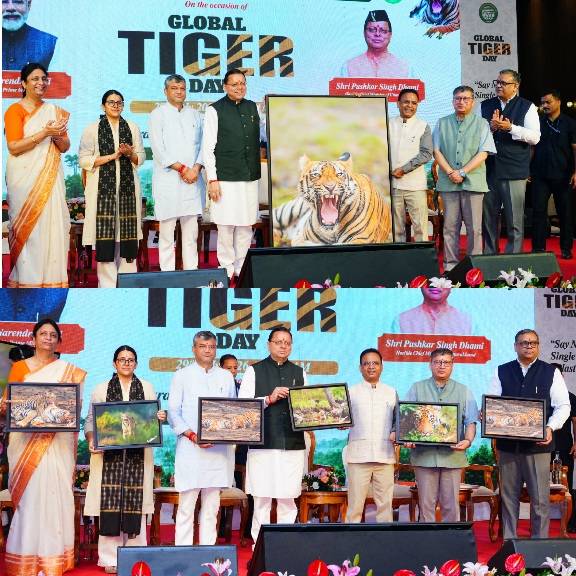 मुख्यमंत्री पुष्कर धामी ने विश्व बाघ दिवस पर, बाघ आधारित चित्र एवं पोस्टकार्ड का किया विमोचन।