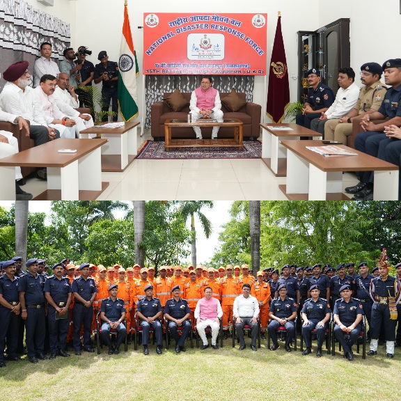 मुख्यमंत्री धामी ने NDRF बटालियन गदरपुर का किया भ्रमण, जवानों से संवाद कर आपदा प्रबंधन व्यवस्थाओं की ली जानकारी।