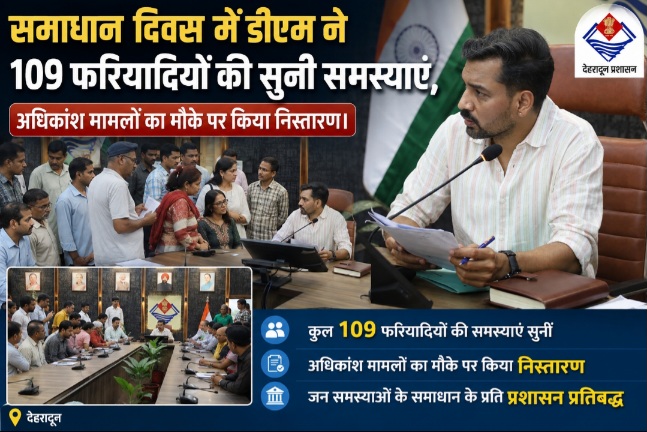 समाधान दिवस में डीएम ने 109 फरियादियों की सुनी समस्याएं, अधिकांश मामलों का मौके पर किया निस्तारण।