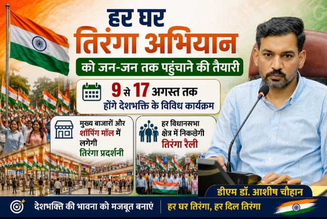 हर घर तिरंगा अभियान को जन-जन तक पहुंचाने की तैयारी, 9 से 17 अगस्त तक होंगे देशभक्ति के विविध कार्यक्रम, डीएम।