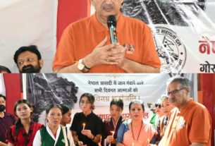नेपाल आपदा में मृतकों को कैबिनेट मंत्री गणेश जोशी ने दी श्रद्धांजलि, एक माह का वेतन आपदा राहत कोष में देने की घोषणा की।