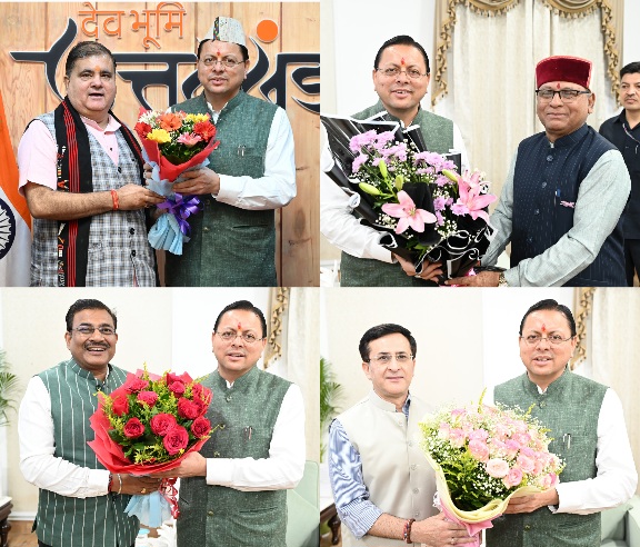 सीएम धामी के जन्मदिवस में उमड़ा आत्मीयता का माहौल, मंत्रीगण, अधिकारी-कर्मचारी और जनप्रतिनिधियों ने दी शुभकामनाएं।